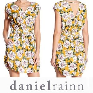 Floral Mustard wrap dress